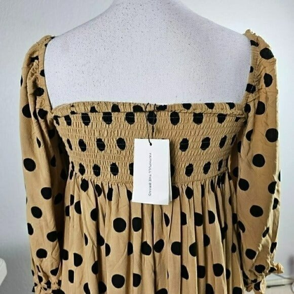 Faithful The Brand Brisa Polka Dot Off Shoulder Midi Dress in XS NWT - Picture 8 of 12